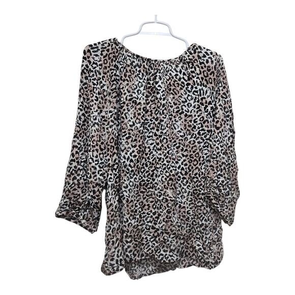 Cynthia Rowley Woman 1X Leopard Print Blouse Pink Black Animal Print Top - Picture 2 of 9